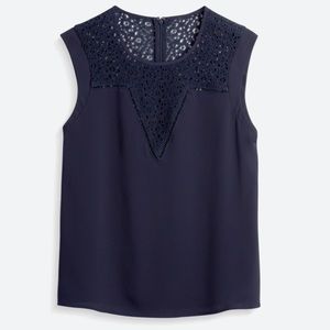 Pixely Dardie lace inset blouse-dark blue